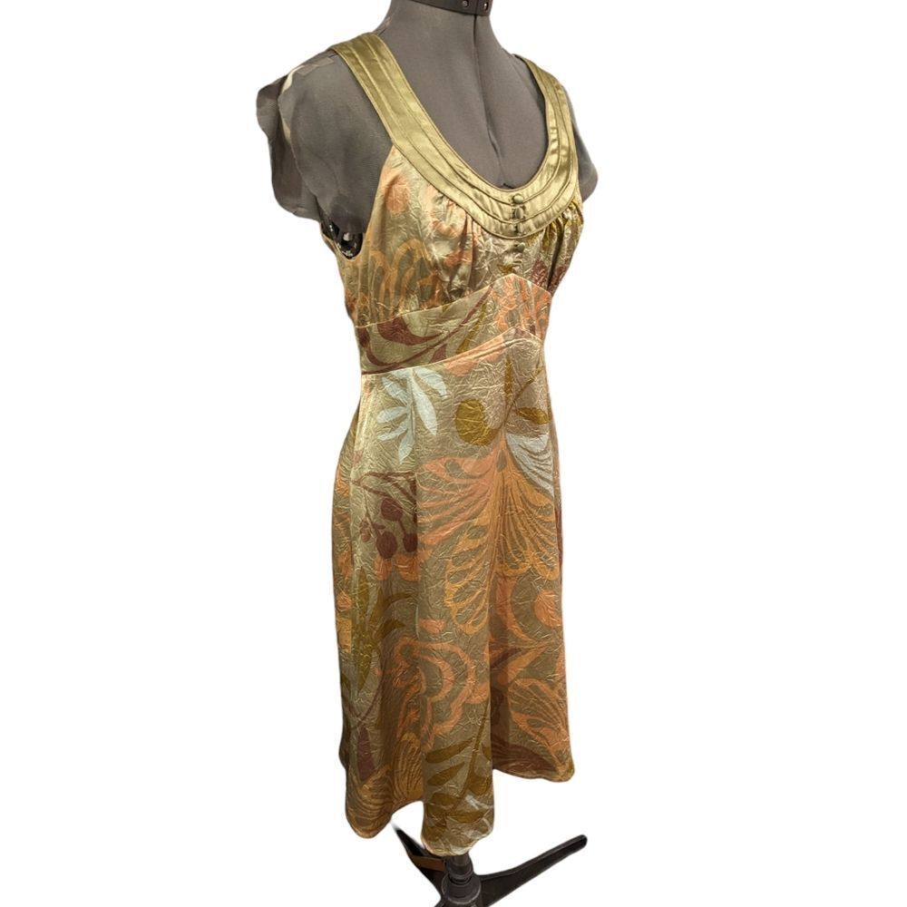 BCBG women's green satin krinkle dress size large